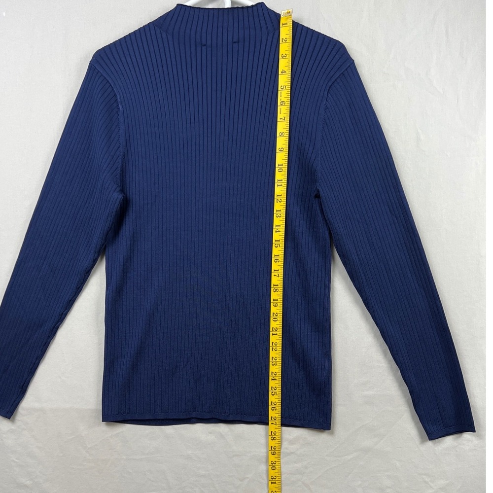 Ann Taylor Ribbed Mock Neck Sweater Womens XXL Navy Blue Long Sleeve Knit Top - Picture 5 of 9